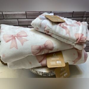 DC Designs ❤️ light baby Pink Bows(2) Bath&(2) Hand Towels set NWT
